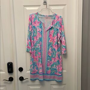 Lilly Pulitzer for Target Blue and Pink 3/4 Sleeve Sundress with Crew Neck (EUC)
